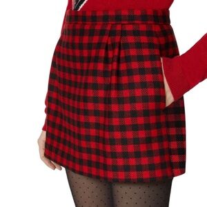 RED Valentino Wool Vichy Gingham Check Skirt Effect Shorts Skort US 8